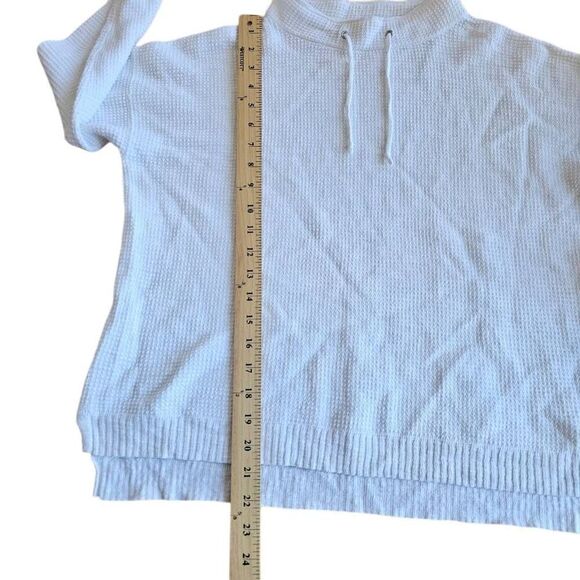 Eileen fisher womens Sz PL white waffle knit organic linen blend sweater - Picture 5 of 7